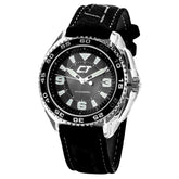Chronotech Black Leather Sport Watch